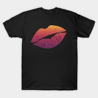 Dark Sunset Ombre Faux Glitter Lips T-Shirt